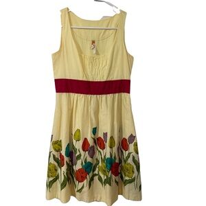 Maeve Anthropologie Yellow Dress with Multicolor Flowers Size 6